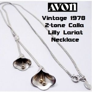 Vintage '78 Avon Calla 2-Tone Lily Lariat Necklace